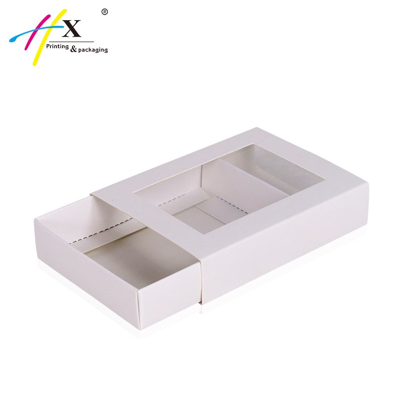 Blank white foldable paper match slide box with clear PVC window