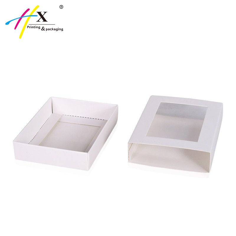 Blank white foldable paper match slide box with clear PVC window