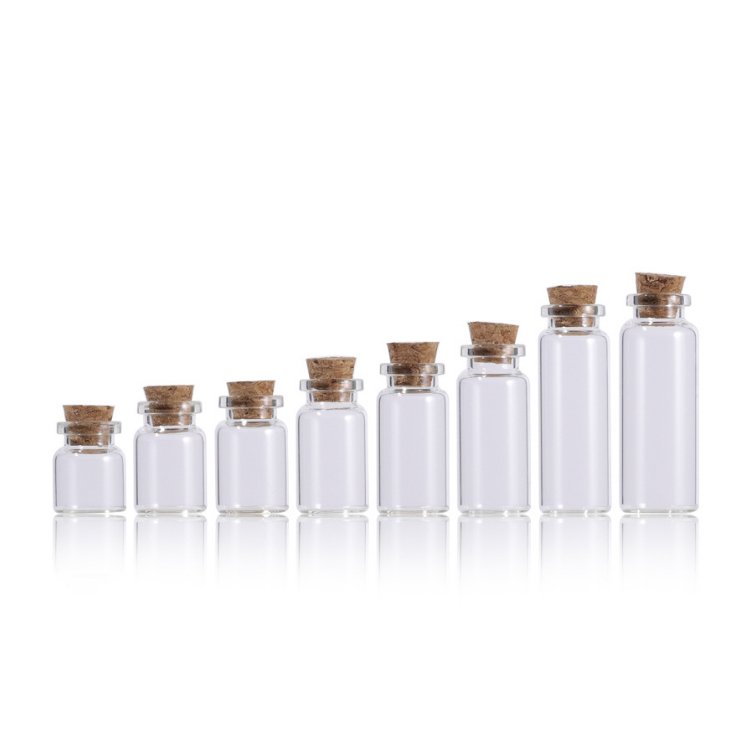 Wholesale 1ml 5ml 7ml 10ml 15ml 20ml 30ml glass vials seed flower matches packaging empty glass bottle with cork