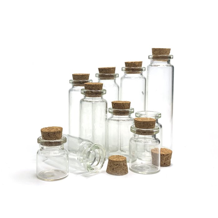 Wholesale 1ml 5ml 7ml 10ml 15ml 20ml 30ml glass vials seed flower matches packaging empty glass bottle with cork