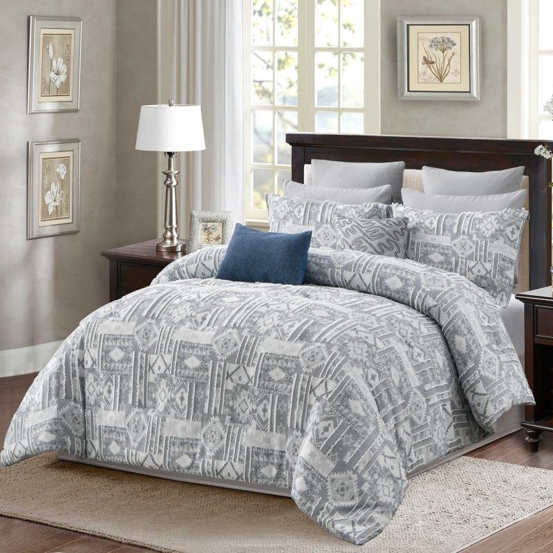 Customizable Bedding Set Modern Full Size Cotton with Jacquard Stripes Matching Pillow Shams Quilt Cover