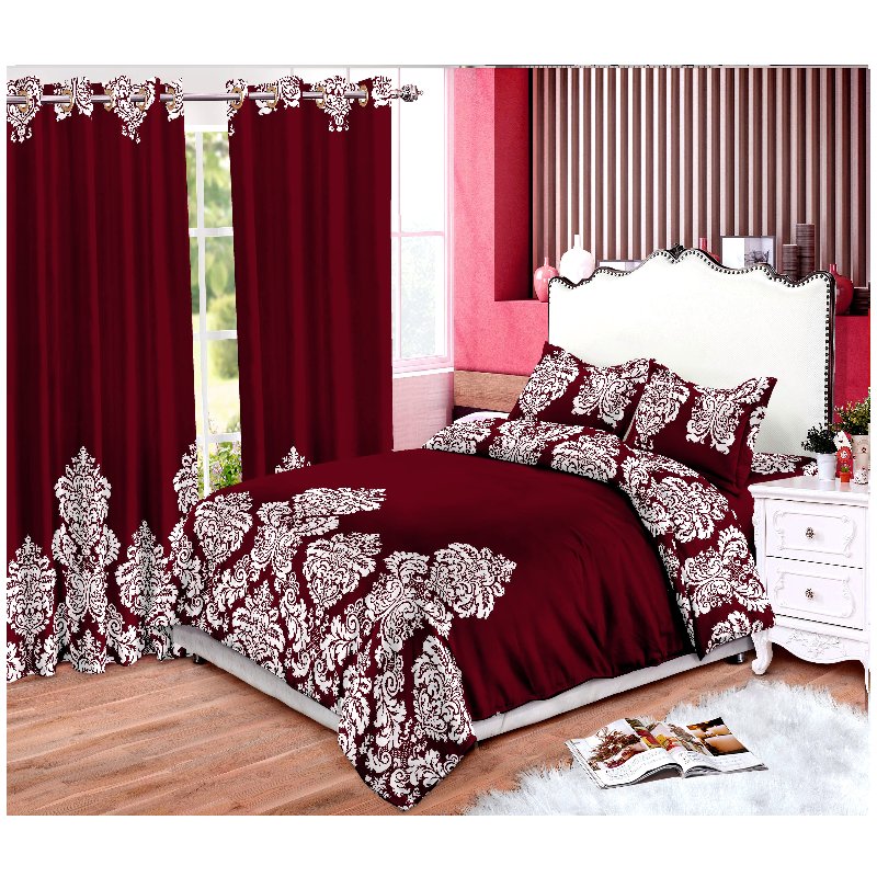 African Style Custom multi size king Polyester Sheet and Curtain Matching Set