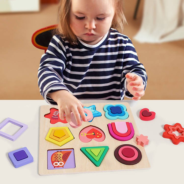 Early Learning Wooden Shape Matching Game Kids Montessori Color Cognitive Toys Toddler Educational Creative Animal Jigsaw Puzzle