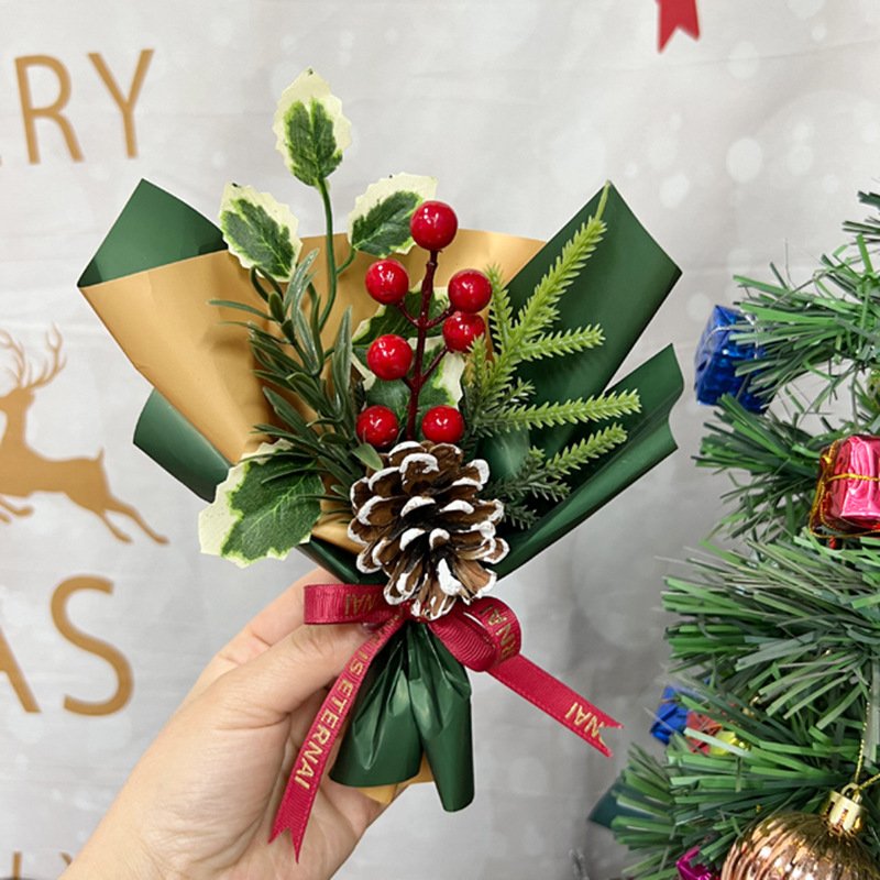 High Quality Christmas Bouquet Gift box DIY matching creative gift Cotton pine cone Christmas decoration creative bouquet