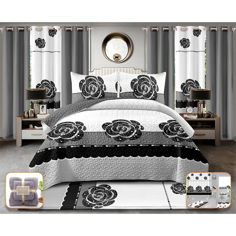 Popular American 13pcs bed sheets set king size in stock bedding sheet with curtains carpet set home bedroom use bedding sheet