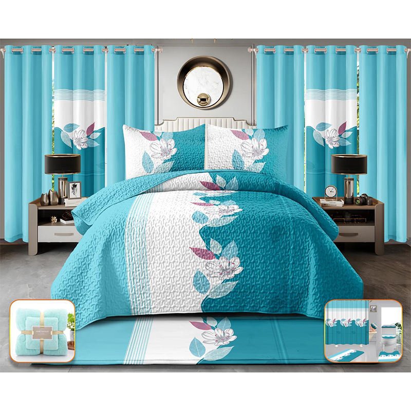 Popular American 13pcs bed sheets set king size in stock bedding sheet with curtains carpet set home bedroom use bedding sheet