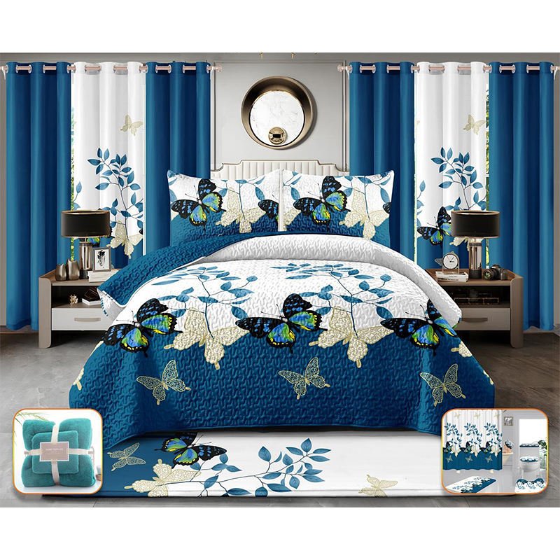 Popular American 13pcs bed sheets set king size in stock bedding sheet with curtains carpet set home bedroom use bedding sheet