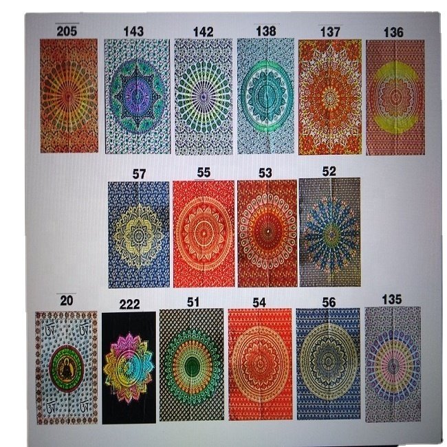 mandala designs multi colours printed wall hangings printed wall tapestry wholesale mix match prints cotton printed tapestry