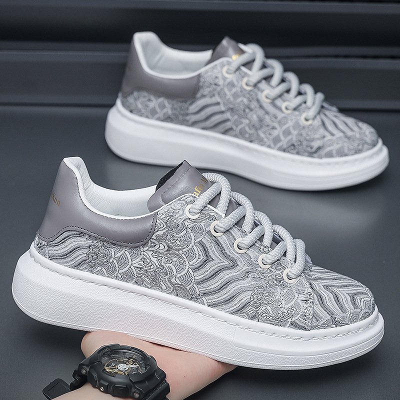 New Trend Men Sneakers Korean Version Of Men's Casual Platform All Match Breathable Canvas Shoes