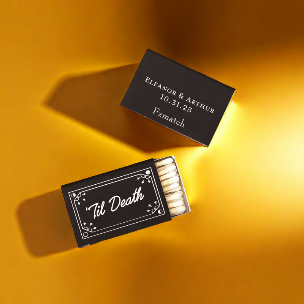 Safety Box Matches with Logo, Hotel Home Custom Black Box White Logo, Colorful Deluxe Candle Matches
