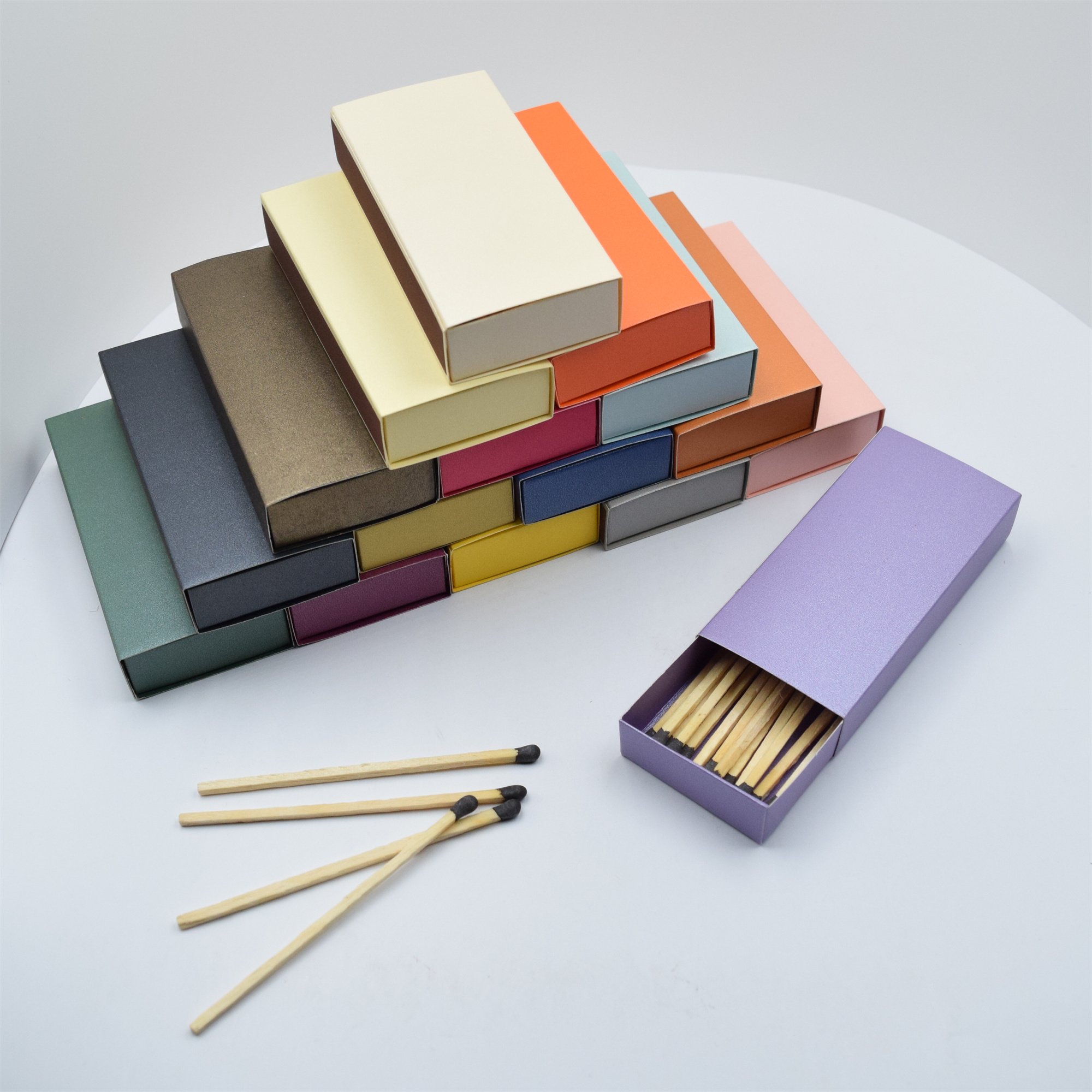 Safety Box Matches with Logo, Hotel Home Custom Black Box White Logo, Colorful Deluxe Candle Matches