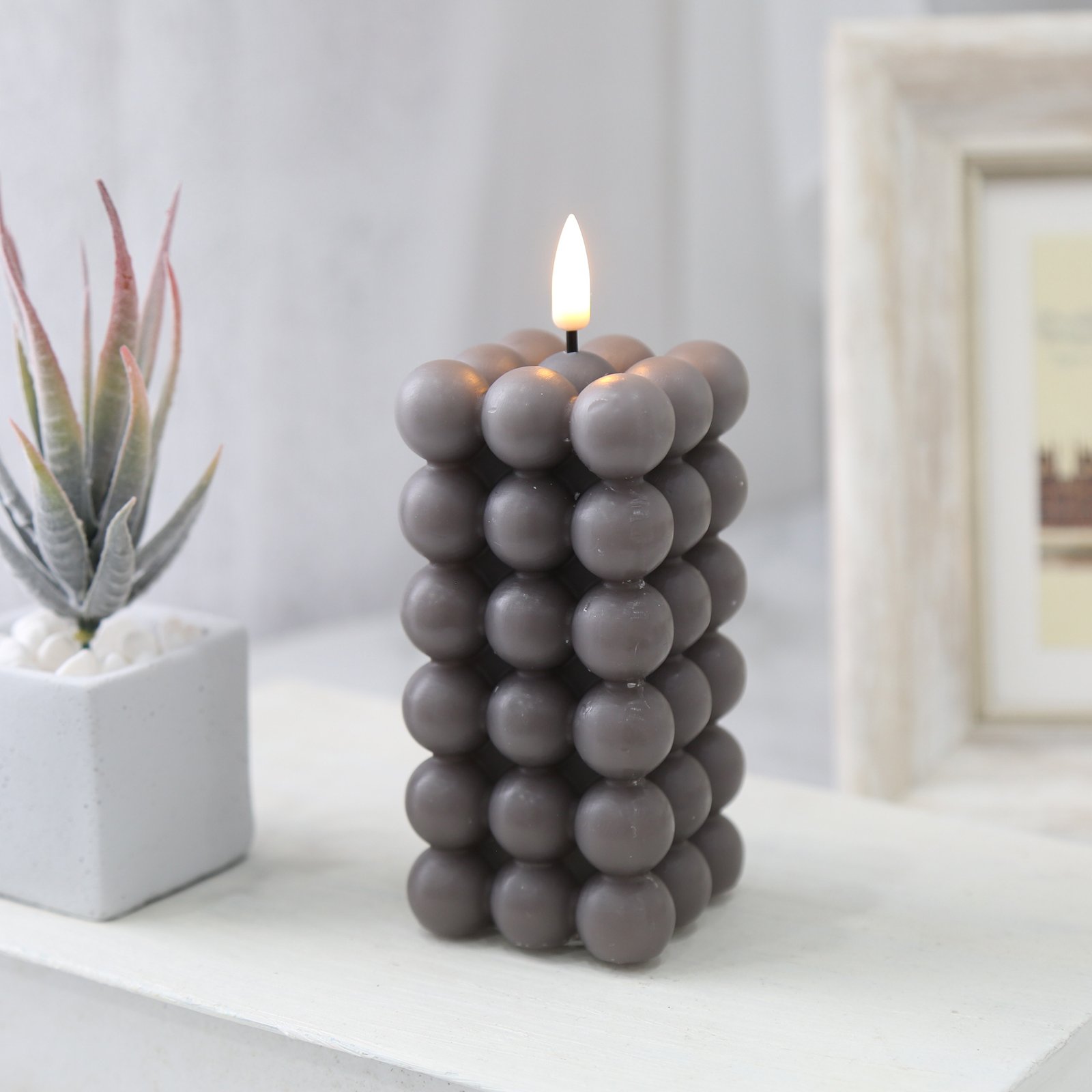 Matti's Home Decoration 3d Real Flame Battery Operated Led Stick Cube Ball Candle