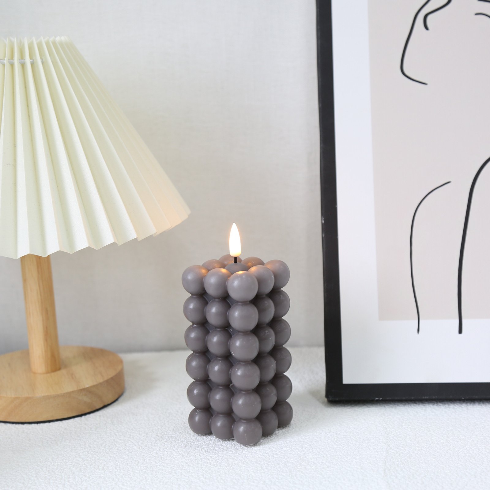 Matti's Home Decoration 3d Real Flame Battery Operated Led Stick Cube Ball Candle