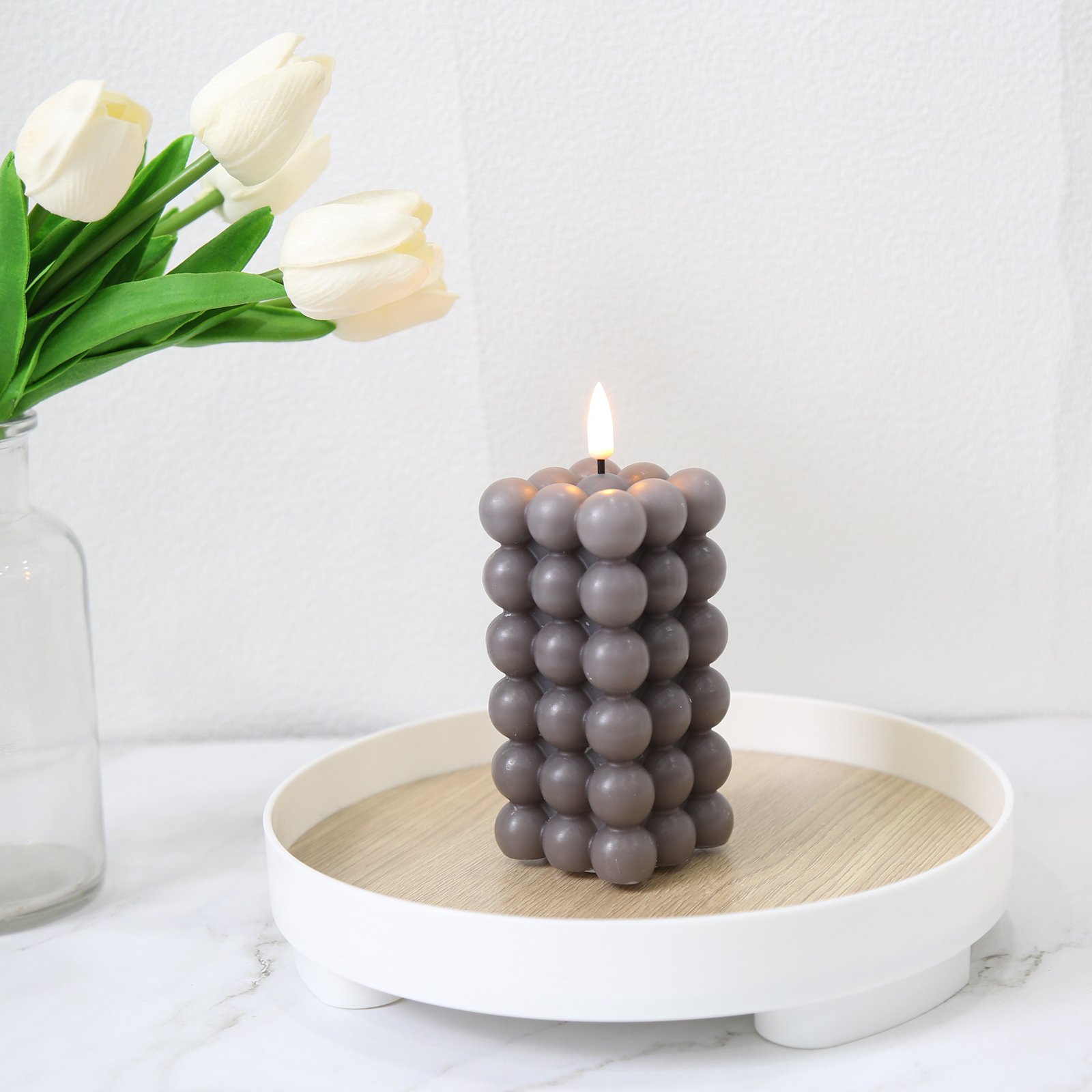Matti's Home Decoration 3d Real Flame Battery Operated Led Stick Cube Ball Candle