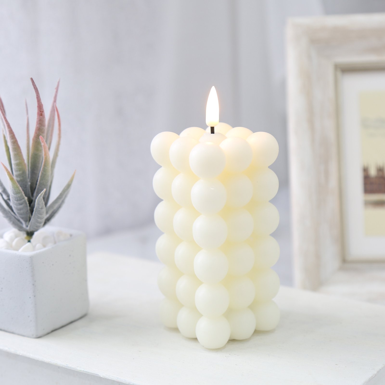 Matti's Home Decoration 3d Real Flame Battery Operated Led Stick Cube Ball Candle