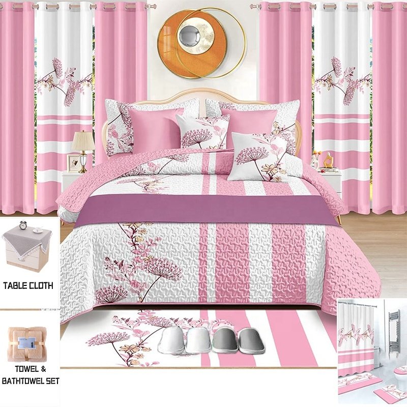 Southwest 3D Printed Bedding Sets 22pc 24pc 26pc Quilted Quilt Bed Cover and Matching Curtains Includes Bed Sheet Set