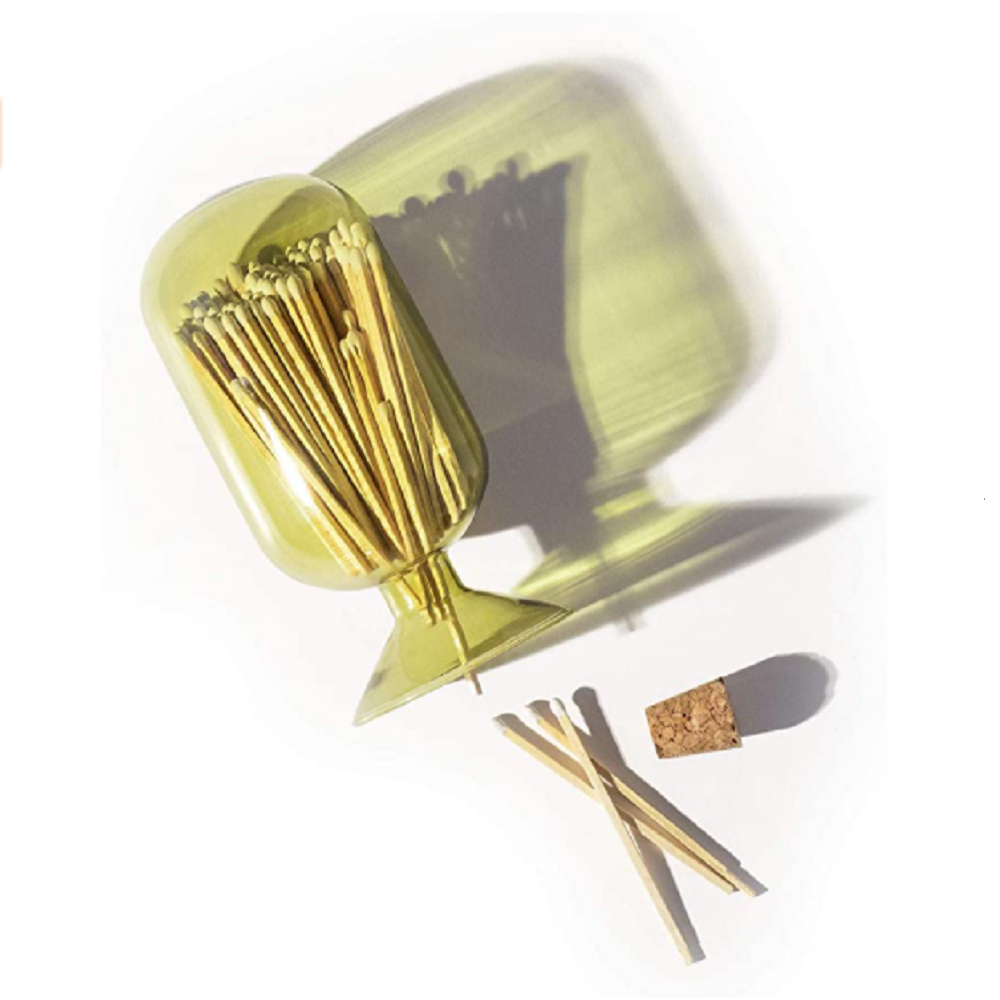 Wholesale custom size and color fireplace match cloche empty glass bottle matches