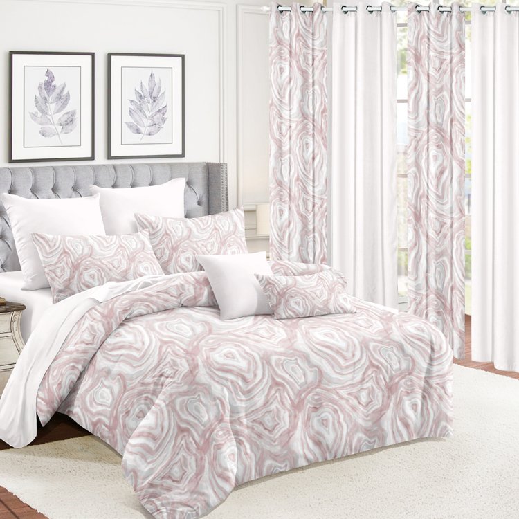Skin-friendly Polyester Printed Bed Sheets High Quality Bedroom bedding Set quilt cover Matching Curtains for home