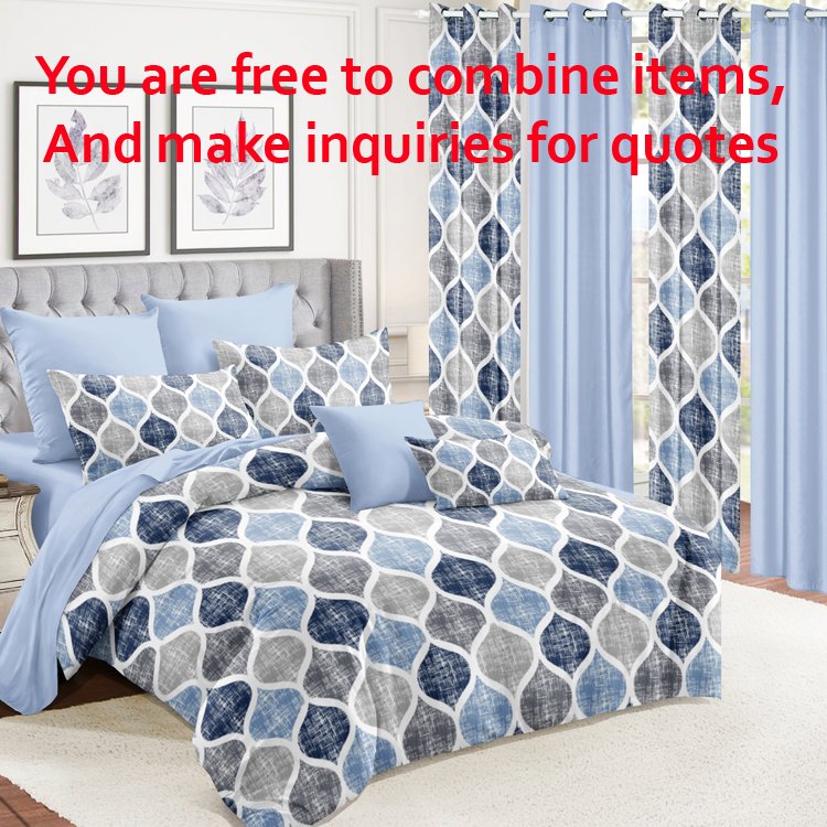 Skin-friendly Polyester Printed Bed Sheets High Quality Bedroom bedding Set quilt cover Matching Curtains for home