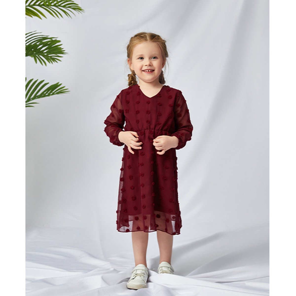 vendor children clothing Chiffon Long Sleeve matching dress mom and baby matching outfits