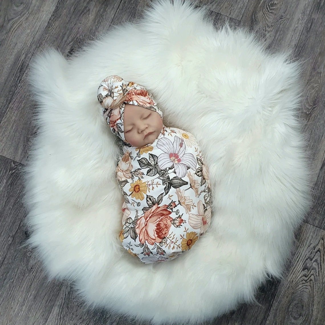 Milk Silk Elastic Newborn Receiving Blanket Super Soft Baby Swaddle with Matching Hat and Headband Bow