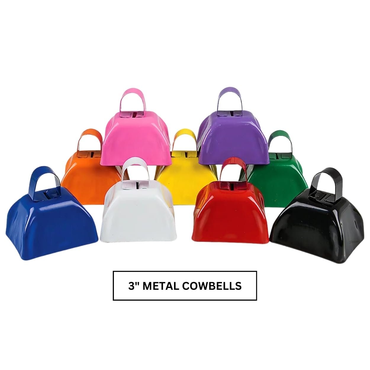 Promo custom imprint 3 Inch cow bells with handle school spirit noisemakers classic metal cowbell for sporting events cheering