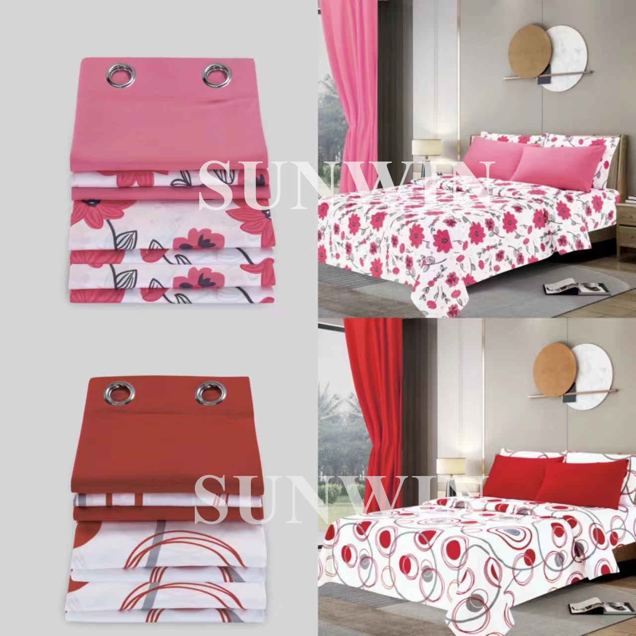 OEM microfiber king size 8 pieces bed skirt set with curtain polyester sheet with matching with curtains bed sheet set