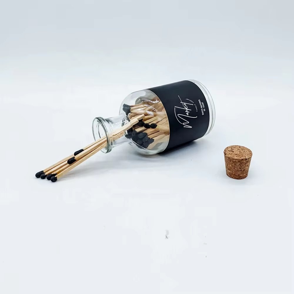 Safety Candle Matchsticks Custom Logo Long Wooden Stick Glass bottle of matches