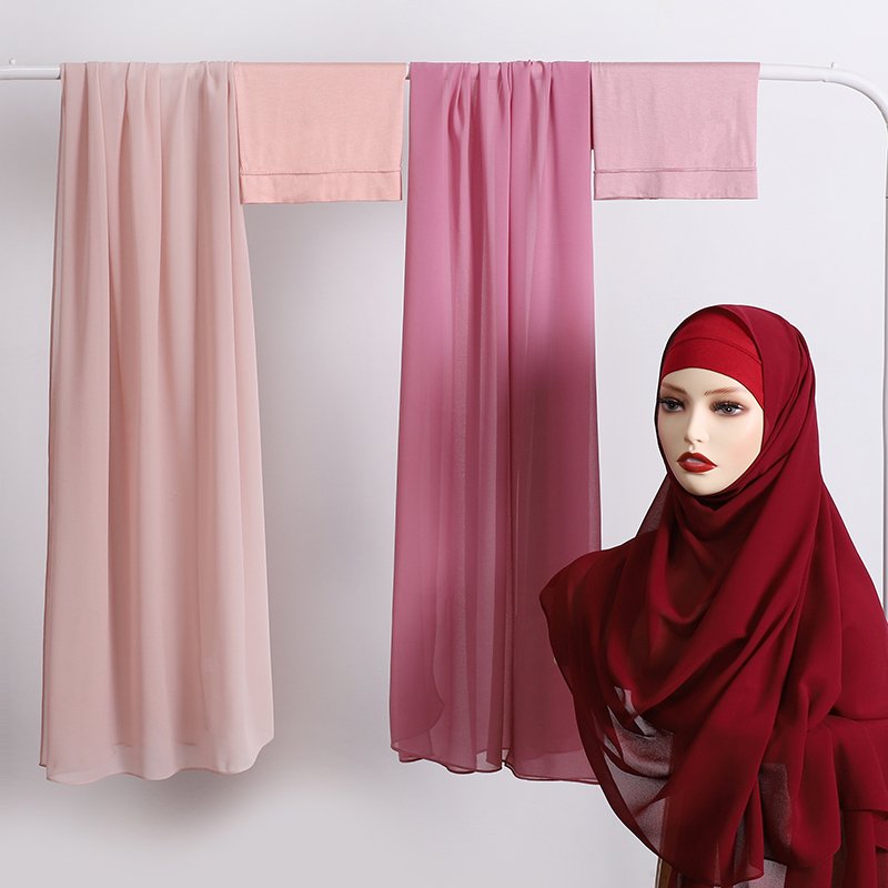Fashion Matching Color Undercap with Scarf Chiffon Hijab Muslim Hijabs Inner and Scarves for Women