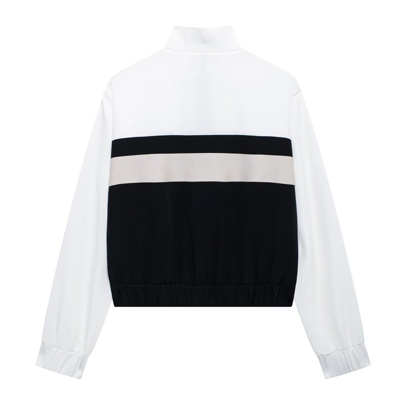 ZATRHMBM autumn new women's color matching zipper jacket 2024 fashion casual sportswear loose Female tops