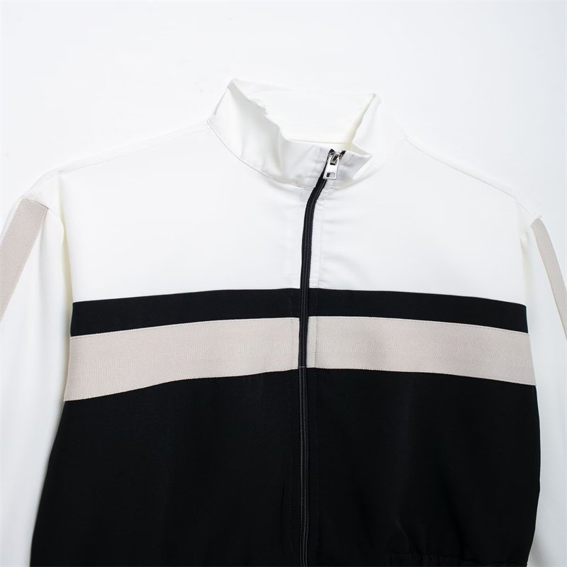 ZATRHMBM autumn new women's color matching zipper jacket 2024 fashion casual sportswear loose Female tops