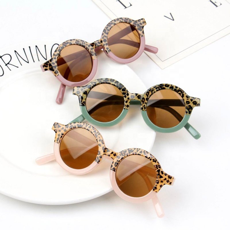 New Children's Sunglasses Fashion Round Frame Leopard Print Color Matching Personalized Sunglasses Kids Baby Uv-proof Glasses