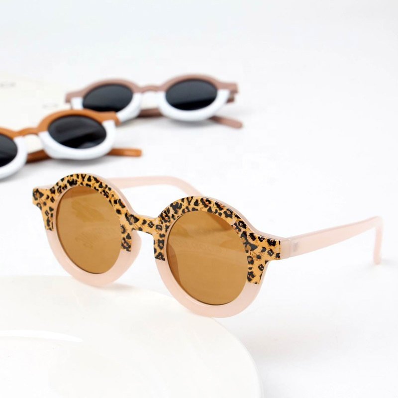 New Children's Sunglasses Fashion Round Frame Leopard Print Color Matching Personalized Sunglasses Kids Baby Uv-proof Glasses