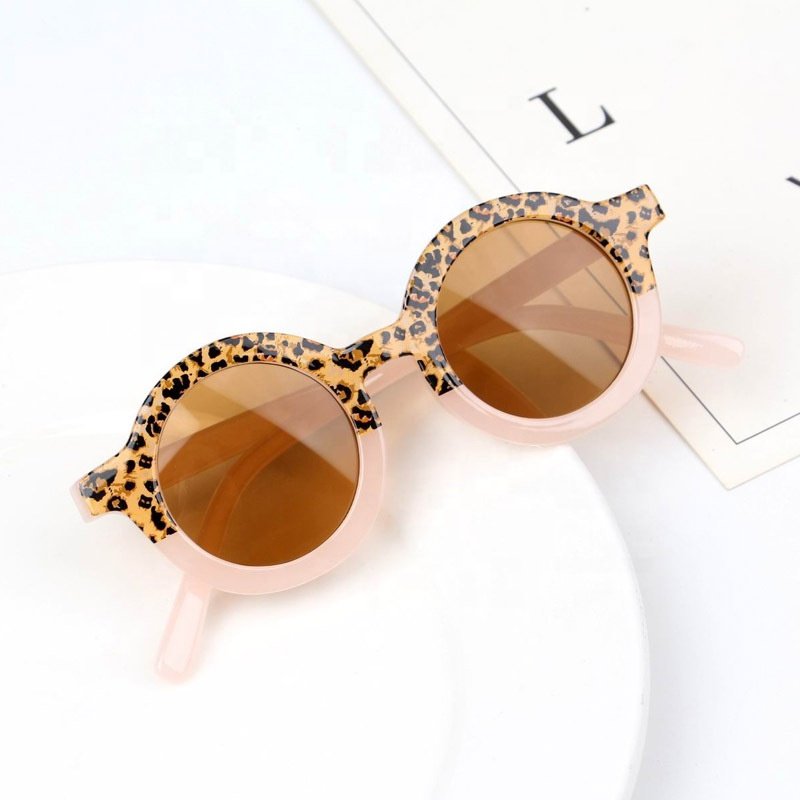 New Children's Sunglasses Fashion Round Frame Leopard Print Color Matching Personalized Sunglasses Kids Baby Uv-proof Glasses