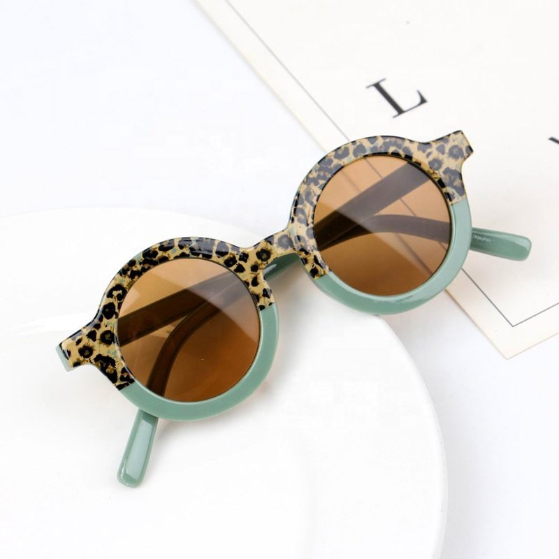 New Children's Sunglasses Fashion Round Frame Leopard Print Color Matching Personalized Sunglasses Kids Baby Uv-proof Glasses