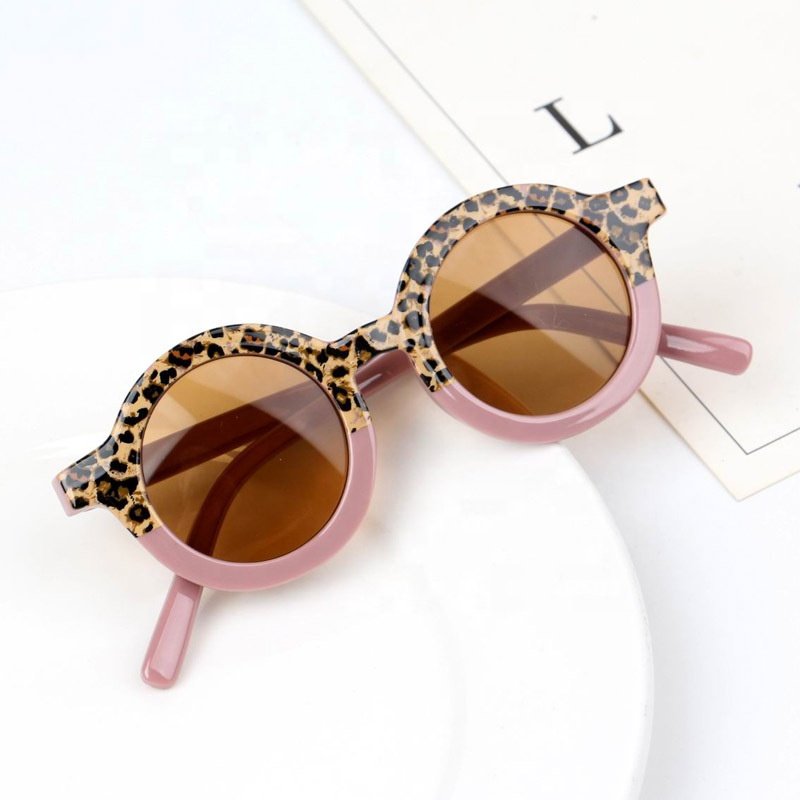 New Children's Sunglasses Fashion Round Frame Leopard Print Color Matching Personalized Sunglasses Kids Baby Uv-proof Glasses
