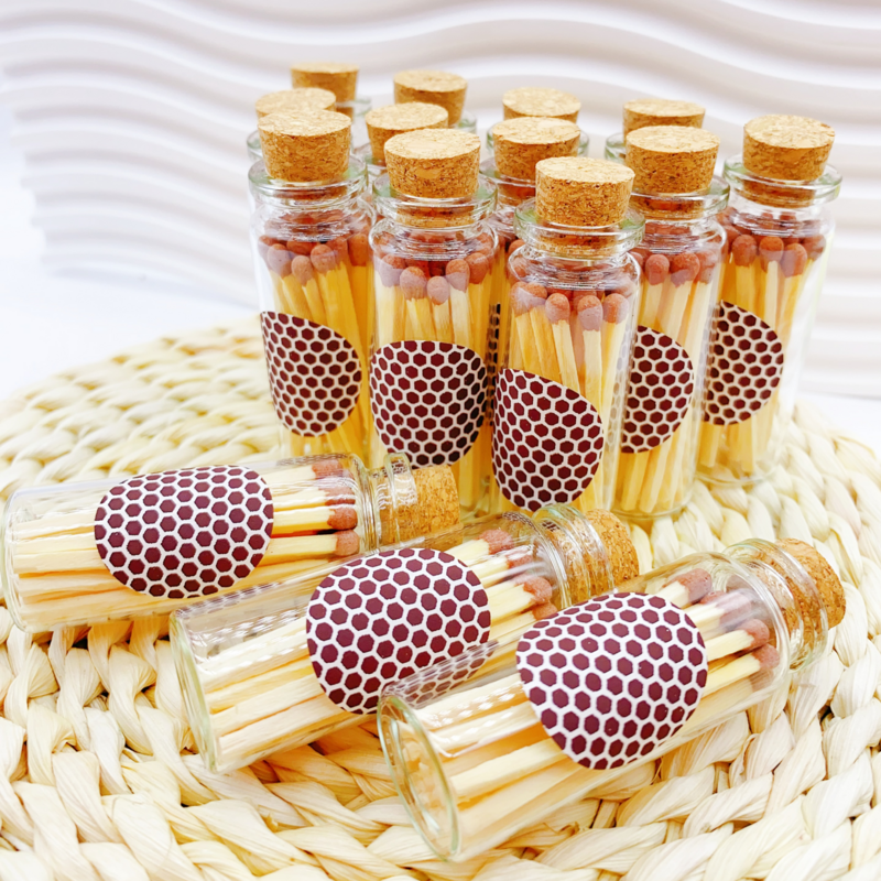 Match Stick With Logo Christmas Gift Light Blue Head In Glass Jar Match Stick Household Head Macaroon Colored Safety Matches