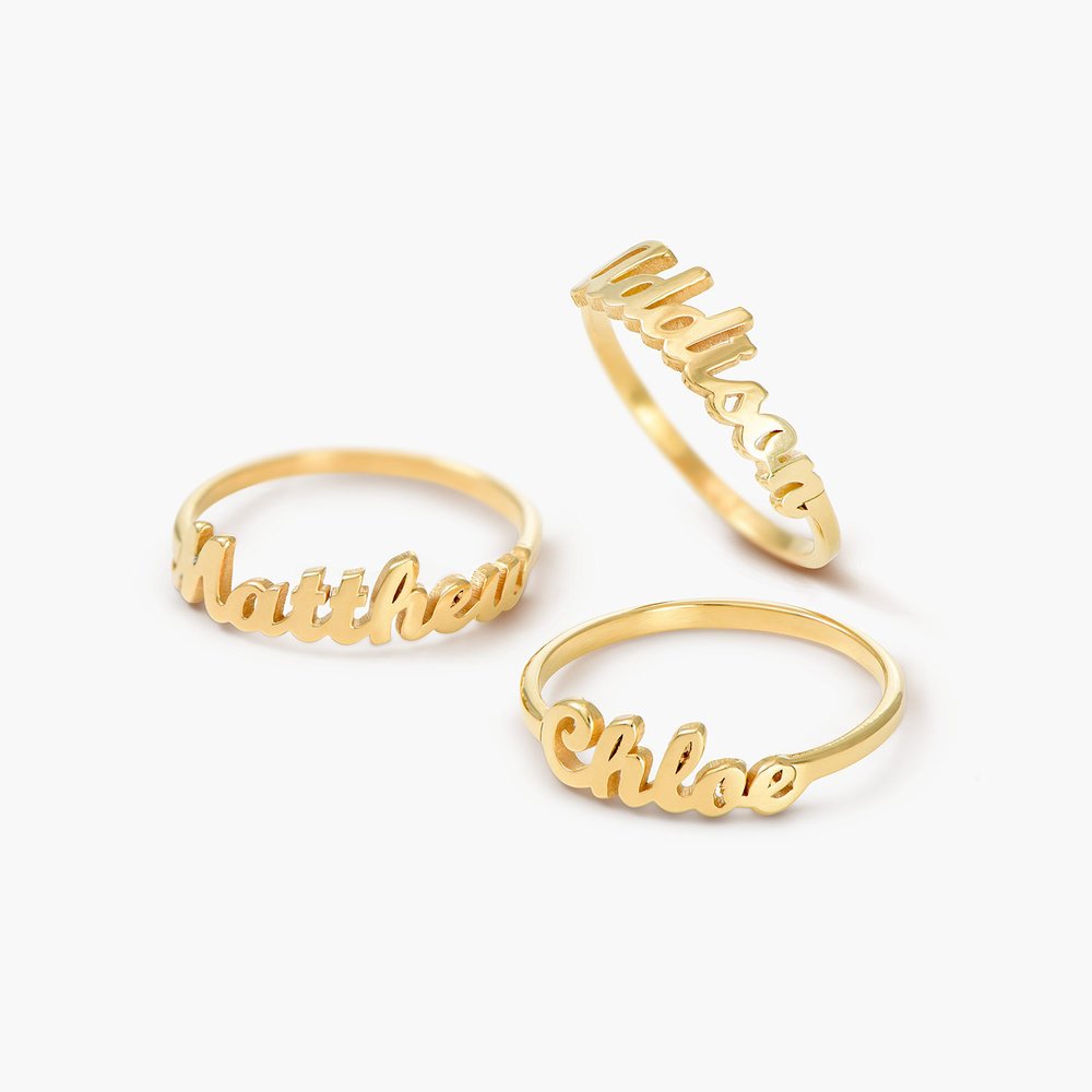eManco Custom Name Ring Stainless Steel Trendy Personalized Gold Plated Letter Ring Jewelry For Women Men Kids Couple Gift