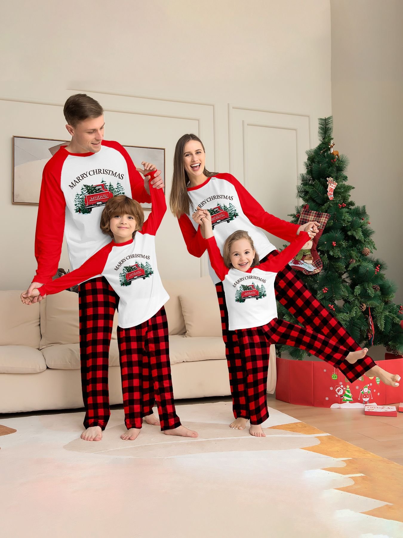 Christmas 2024 plus size Christmas clothes women men kids black santa Merry XMAS PJS Matching Christmas Pajamas for family