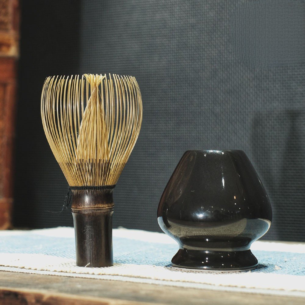 Bambus Packaging Holder Set Black Premium Handmade Gift Mate Spoon Customized Packaging Matcha Whisk Holder