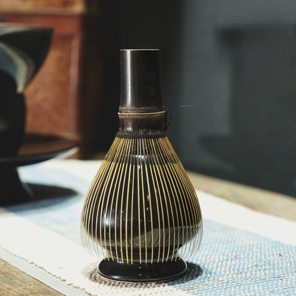 Bambus Packaging Holder Set Black Premium Handmade Gift Mate Spoon Customized Packaging Matcha Whisk Holder