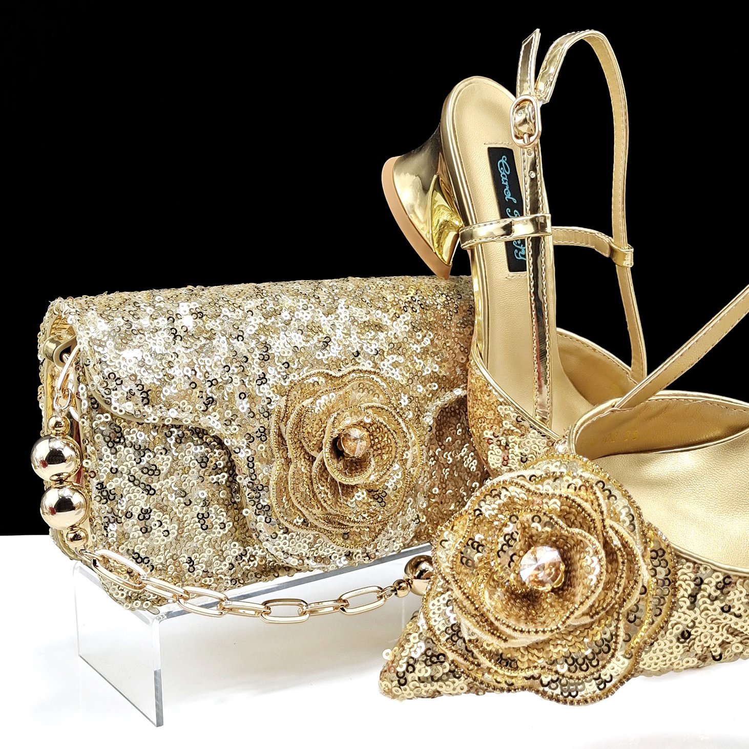 38-43 sequins evening shoes african and bags to match champagne rose gold matching clutch bag nigeria