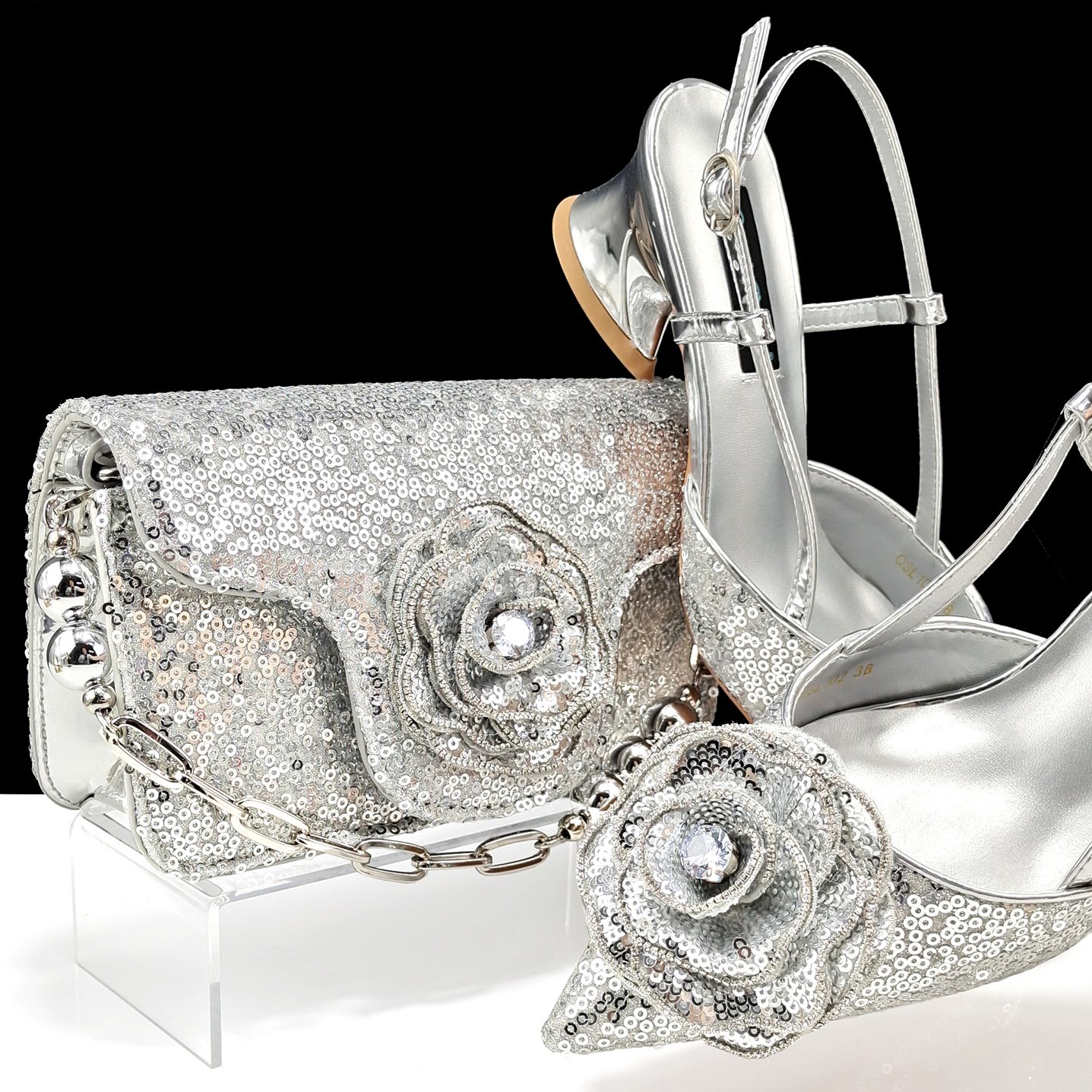 38-43 sequins evening shoes african and bags to match champagne rose gold matching clutch bag nigeria
