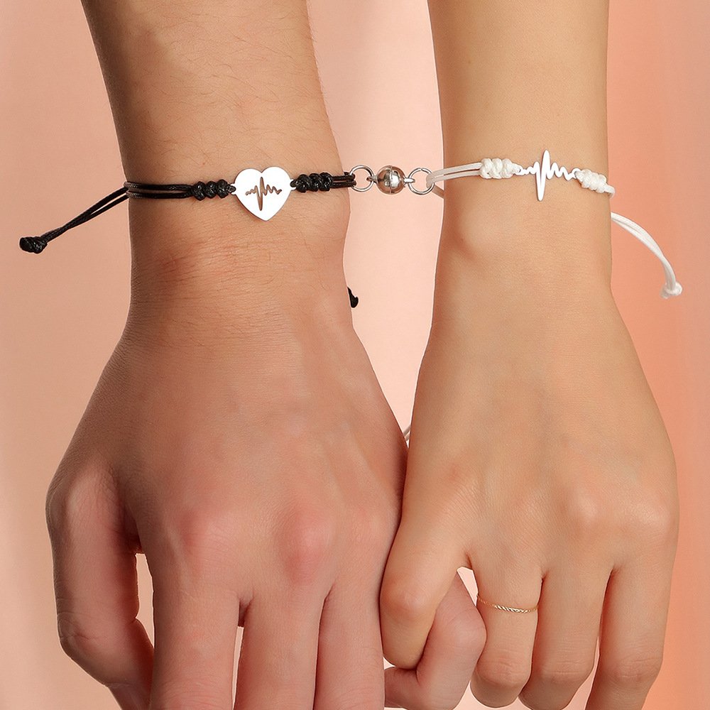Fashion double string forever love letter bracelet jewelry love heart matching couples bracelet