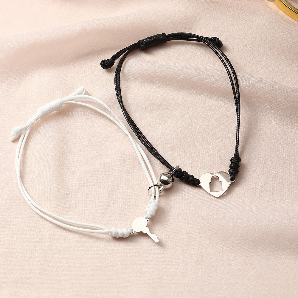 Fashion double string forever love letter bracelet jewelry love heart matching couples bracelet