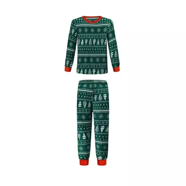 2023 Cheap Christmas Tree Pajamas Long Sleeves Matching Christmas Pajamas Print Pattern for Family Eco-friendly Crew Neck Paypal