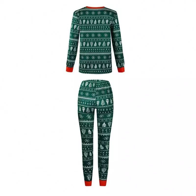2023 Cheap Christmas Tree Pajamas Long Sleeves Matching Christmas Pajamas Print Pattern for Family Eco-friendly Crew Neck Paypal