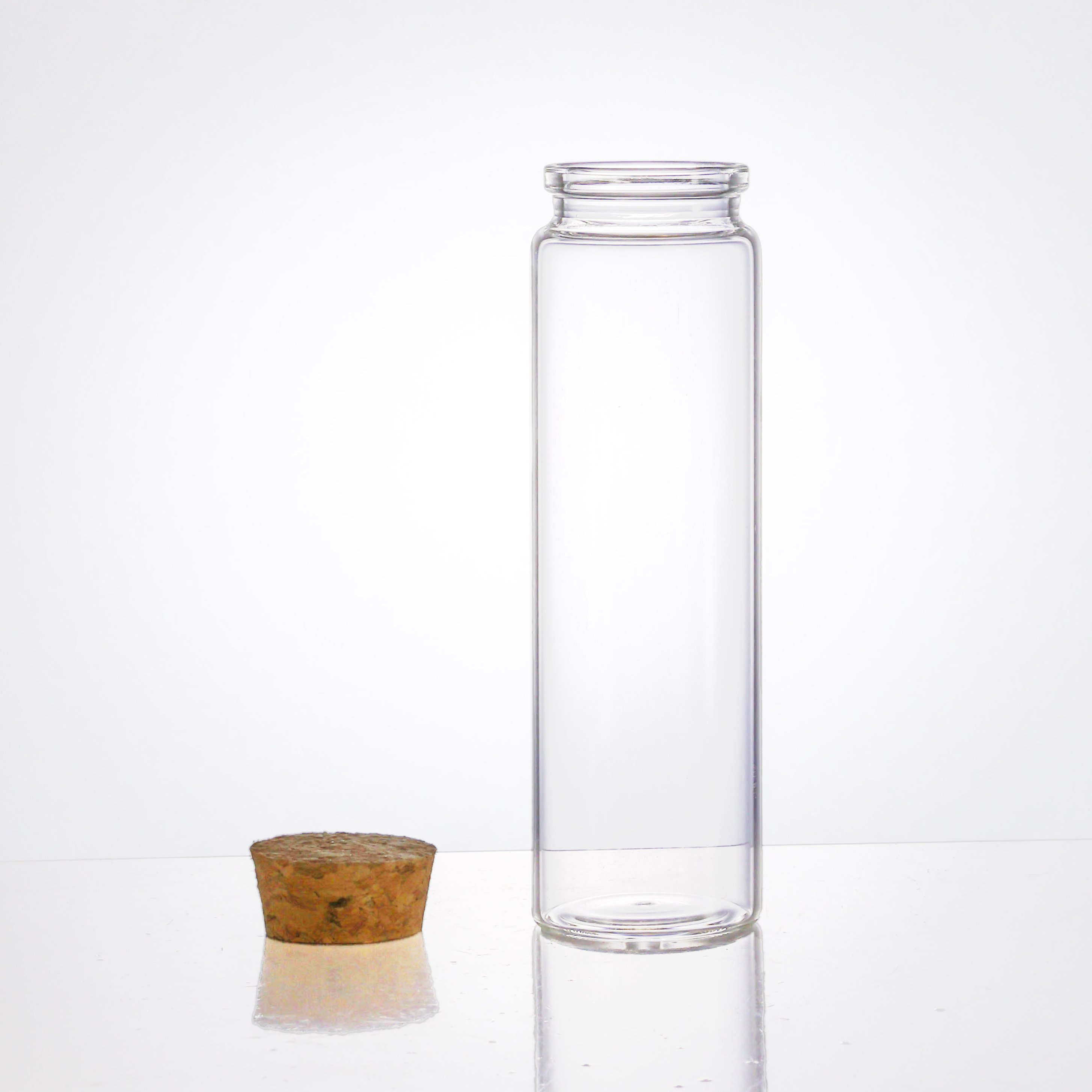 Different Size Glass Spice Jar Clear Sample Bottle Flat Bottom Glass Test Tubes with Cork Stopper