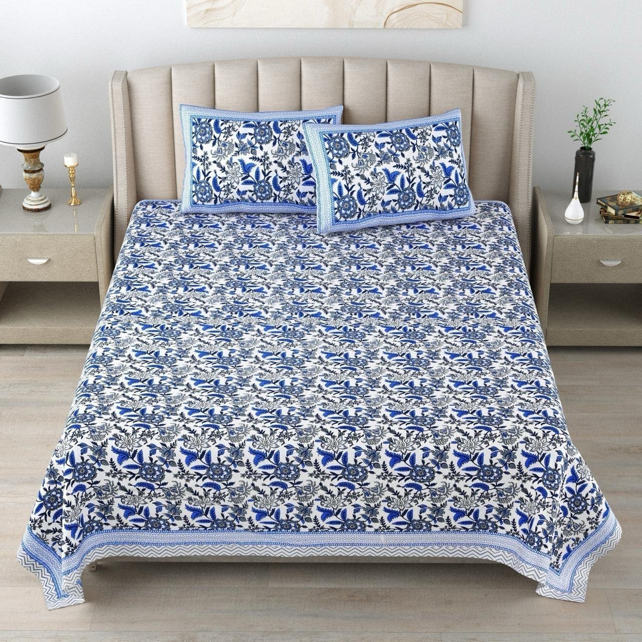 Jaipuri Cotton Printed Double Bed Bedsheet