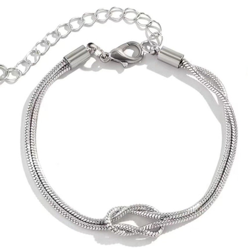 Ladies' Gold Couple Matching 14K Gold Plated Love Knot Bracelet Exquisite Eternal Unlimited Bracelet